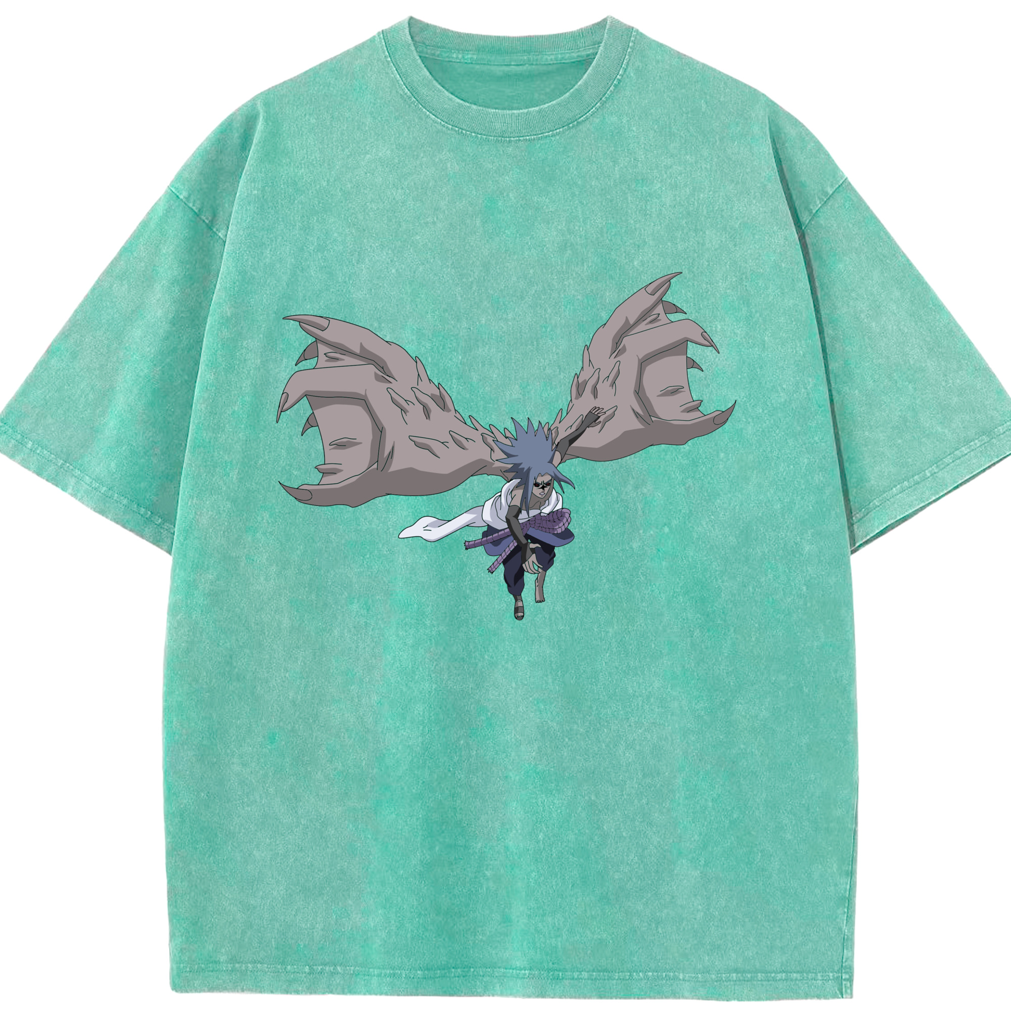 （画像用） NARUTO -ナルト- うちは サスケ Uchiha Sasuke 綿100% ヴィンテージ風 半袖Tシャツ（フロントプリント）